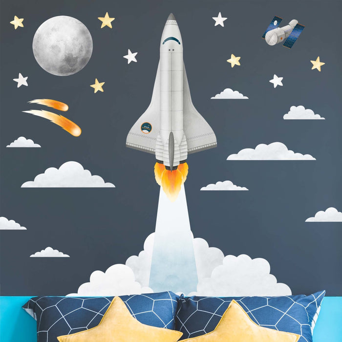 Sticker mural enfant Une fusée vers la lune